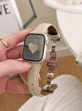 适用iwatch10表带S9高级感小众苹果手表s8小羊皮柔软appleiwatch7