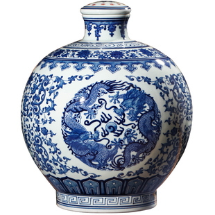 景德镇陶瓷酒瓶手绘青花瓷酒坛酒壶10斤20斤装白酒空酒灌酒缸摆件