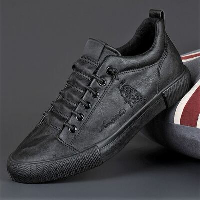 软底皮鞋秋季商务全黑色闪步