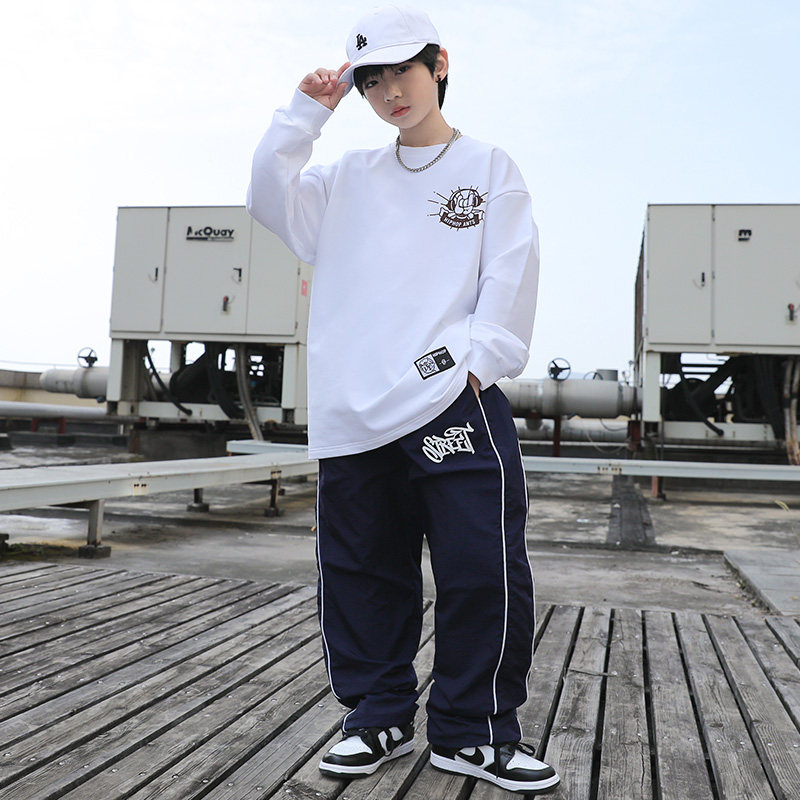 贝可家儿童街舞潮服嘻哈hiphop童装潮牌帅气男童街舞套装演出服装_虎窝淘
