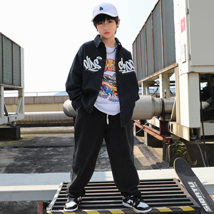 贝可家儿童街舞潮服男女童帅气牛仔套装hiphop嘻哈少儿街舞演出服