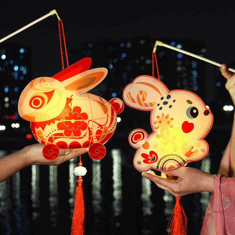 新年灯笼手工diy儿童手提花灯制作材料2022新款23元宵小兔子灯笼