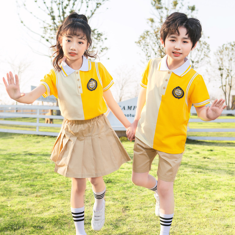夏季幼儿园园服纯棉短袖小学生班服夏装校服套装学院风毕业照