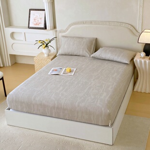 加厚老粗布床笠单件灰卡色暗纹全棉纯棉床垫罩单双人1.21.51.8米