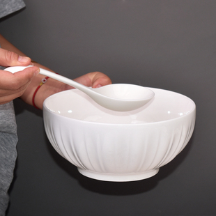 白色大盆碗家用陶瓷汤碗大号汤盆高级感吃面条专用大碗泡面碗