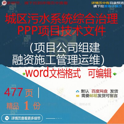 城区污水系统综合治理PPP项目技术文件项组建融资施工公司管理
