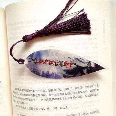 耽美二哈白猫师尊叶脉书签古风