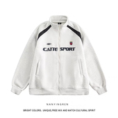 立领夹克运动百搭情侣外套 卫衣男女潮牌宽松春秋冬季 美式 重磅开衫