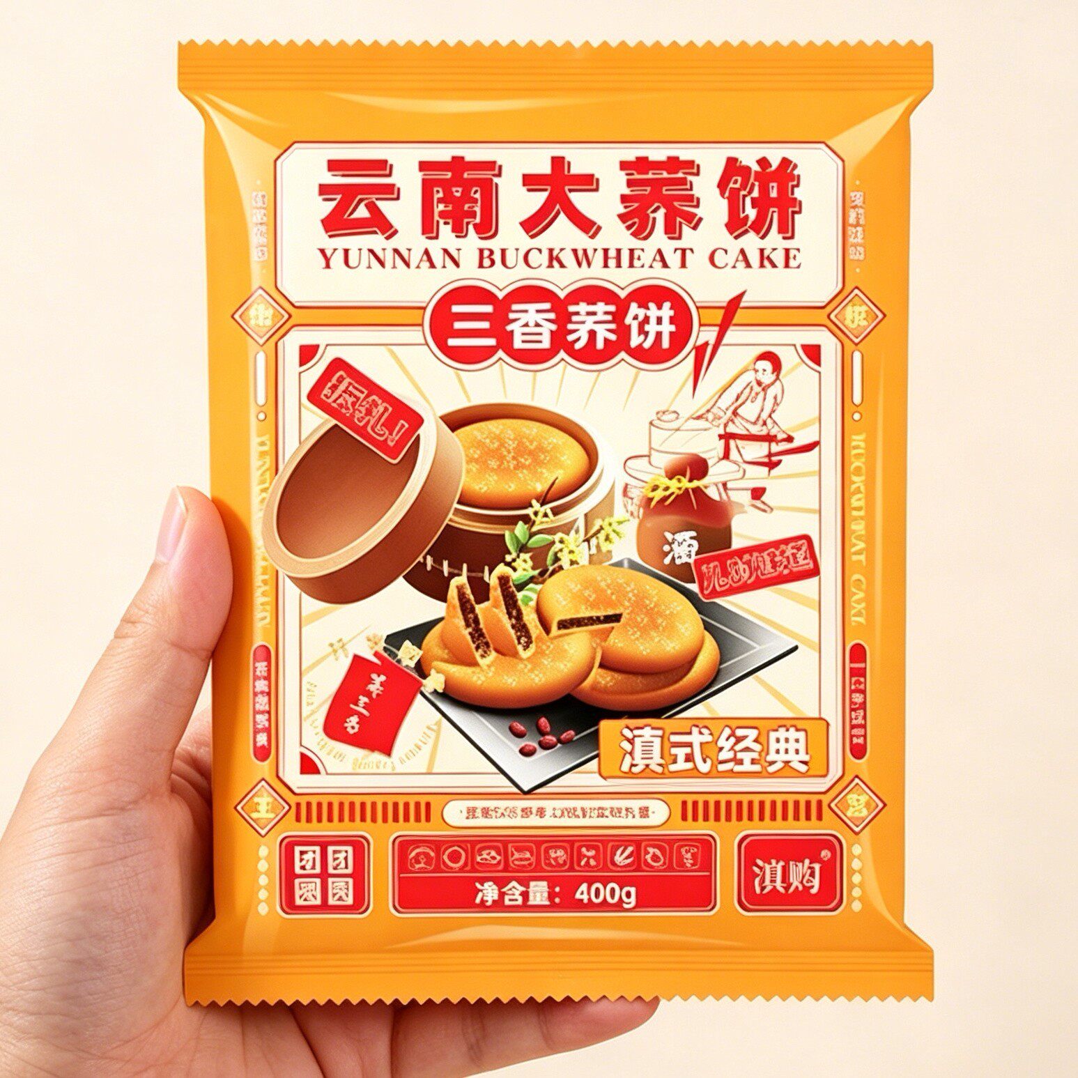 新日期滇品客云南特产大荞饼荞三香荞麦粑粑五仁豆沙馅点心中秋老