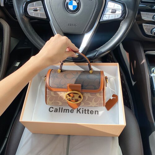 CallmeKitten复古撞色老花邮差包