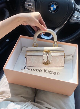 CallmeKitten高级感轻奢手拎盒子包包2026新款经典老花斜挎小方包