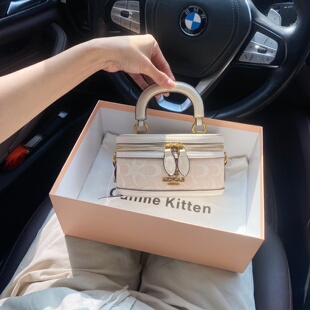 CallmeKitten高级感轻奢手拎盒子包包2026新款 老花斜挎小方包 经典