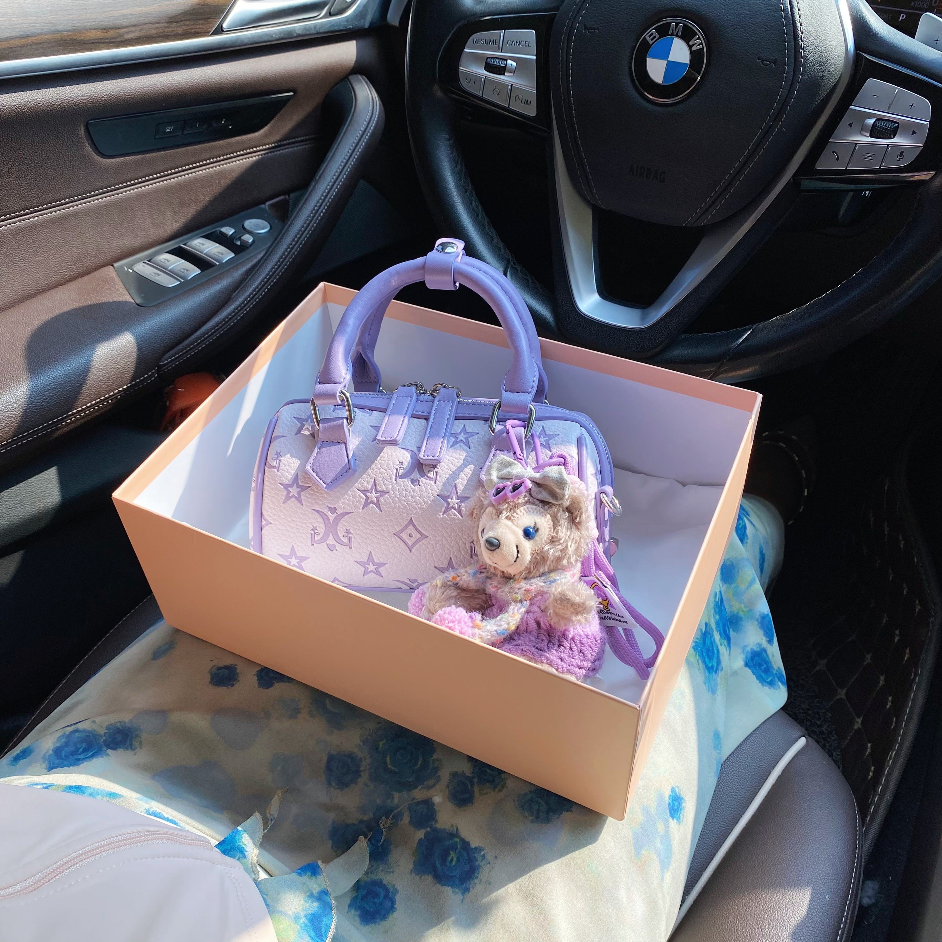 CallmeKitten紫色压花波士顿包包