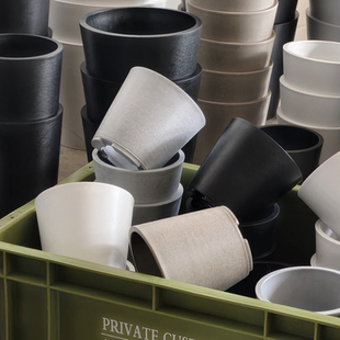 植物印象北欧简约加厚塑料树脂大号黑色黑胶花盆透气花盆热植花盆