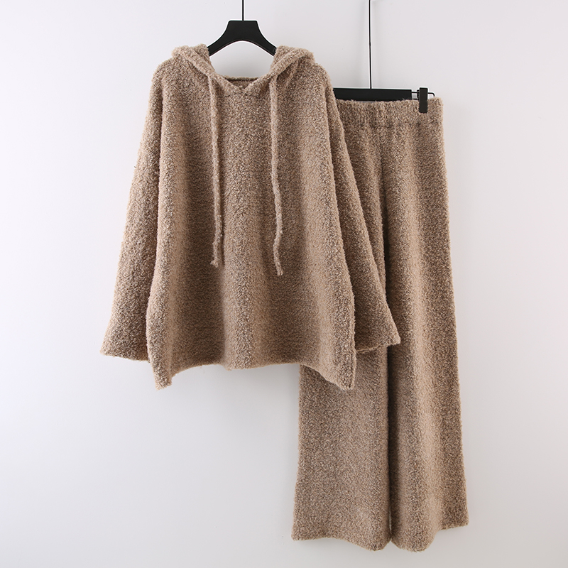 圈圈绒慵懒小香风针织套装女