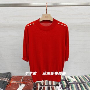 圆领纯色中袖 2025秋款 上衣 莱赛尔女针织衫 妮弗曼XY681060工厂特价