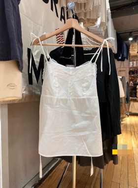 Brandy Girl BM新款美式复古纯色蕾丝花边吊带背心bm修身上衣女