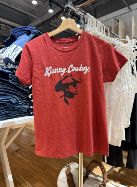 Brandy Girl BM新款美式复古圆领人物印花短袖T恤bm百搭显瘦上衣