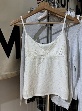 Brandy Girl BM新款美式复古碎花吊带背心bm百搭显瘦甜美上衣女