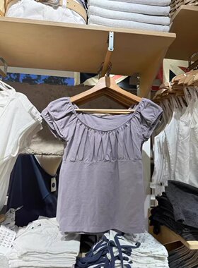 BM Brandy Girl BM新款美式复古褶皱短袖T恤bm百搭显瘦上衣女