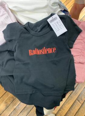 Brandy Girl BM新款美式复古字母印花圆领短袖bm百搭显瘦短袖上衣