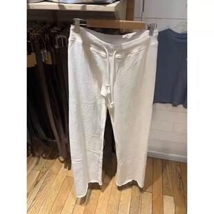 bm剪裁边加绒直筒裤 纯棉百搭休闲运动裤 女 复古抽绳休闲裤 BM美式