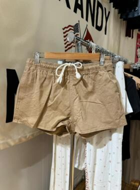 Brandy Girl BM新款美式复古松紧腰抽绳运动裤短裤女