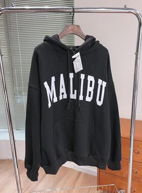 Brandy Girl BM新款美式复古字母印花连帽卫衣bm宽松显瘦上衣女潮