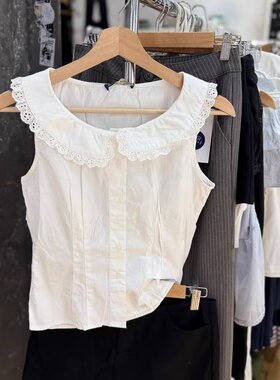 BM Brandy Girl BM新款美式复古娃娃领无袖衬衫bm百搭显瘦上衣女