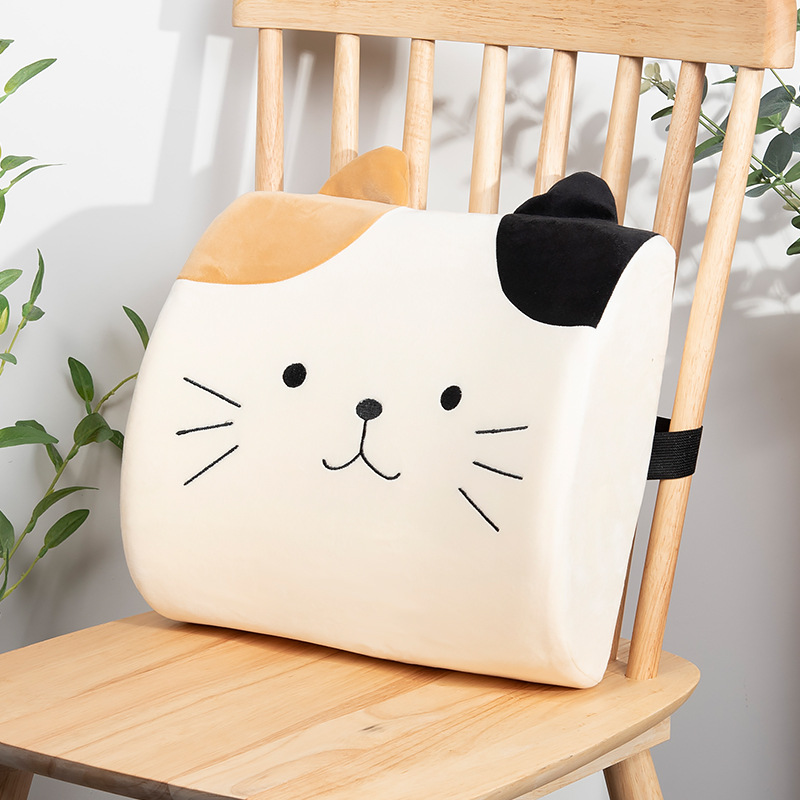 卡通猫咪腰枕靠垫记忆棉办公室