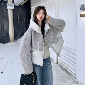 主推新款-90绒短款拼接羽绒服宽松小个子外套276-p285-k429图片