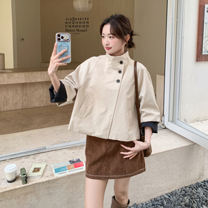 新款大货已出 宽松韩系短款风衣外套616-p150-k239图片