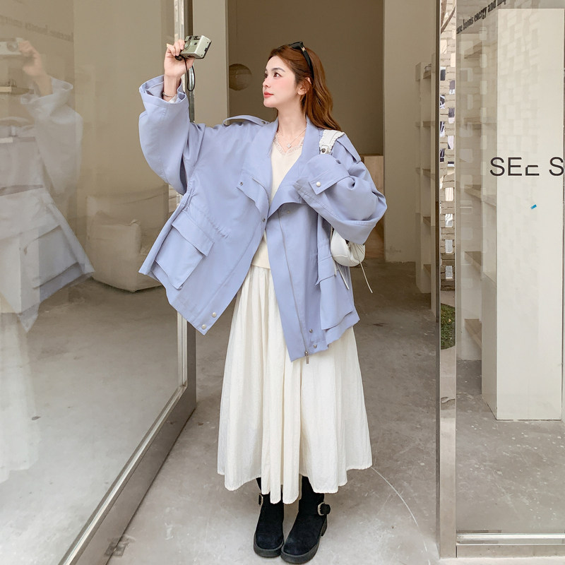 新款主推韩系中长款风衣外套606-p205-k319,女装风衣,2C062