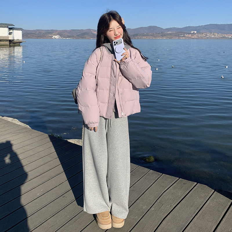 主推新款-短款卫衣连帽羽绒服宽松小个子外套291-p255-k389,女装羽绒服,2C062