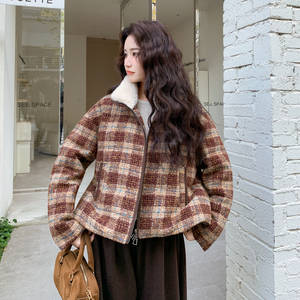 主推新款-红黄格羽绒服宽松小个子外套888-p275-k399图片