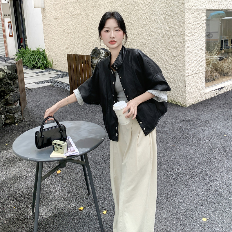 新款大货已出宽松韩系皮衣设计感外套2C062-2590-1-p155-k229,女装皮衣,2C062
