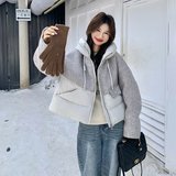 主推新款-90绒短款拼接羽绒服宽松小个子外套276-p285-k429，女装羽绒服，2C062