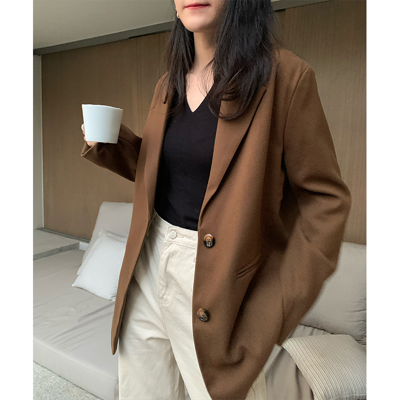 清仓xxoossoo休闲风bf小西装秋季新厚款宽松学生韩版毛呢外套女