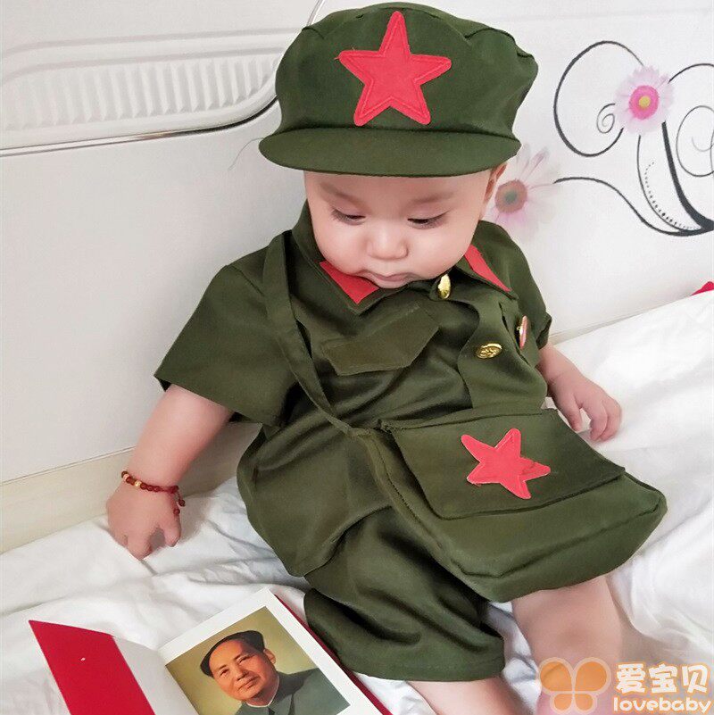 百天小红军拍照小军装儿童摄影服装周岁照宝宝照相六一八路军衣服