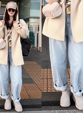 ccstations浅蓝色弯刀牛仔裤