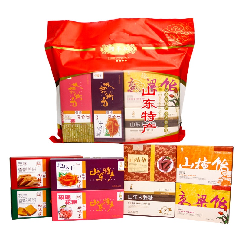 山东特产正宗礼季和济南特产香酥煎饼高粱饴大姜糖760g大礼包组合