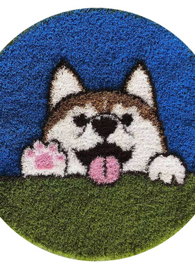 宠物定制创意丰地毯草坪垫圆形卡通图案井盖装饰仿真假草皮垫