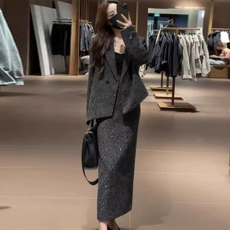 欧洲站2025秋季时尚新款富家千金高端名媛小香风西装两件套装裙春