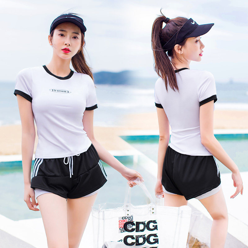 百雅泳衣女新款分体两件套小胸聚拢学生度假修身显瘦时尚泳装厂家