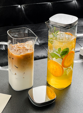 带把手方形冷水壶家用耐高温大容量泡茶壶扎壶果汁壶奶茶壶带盖子