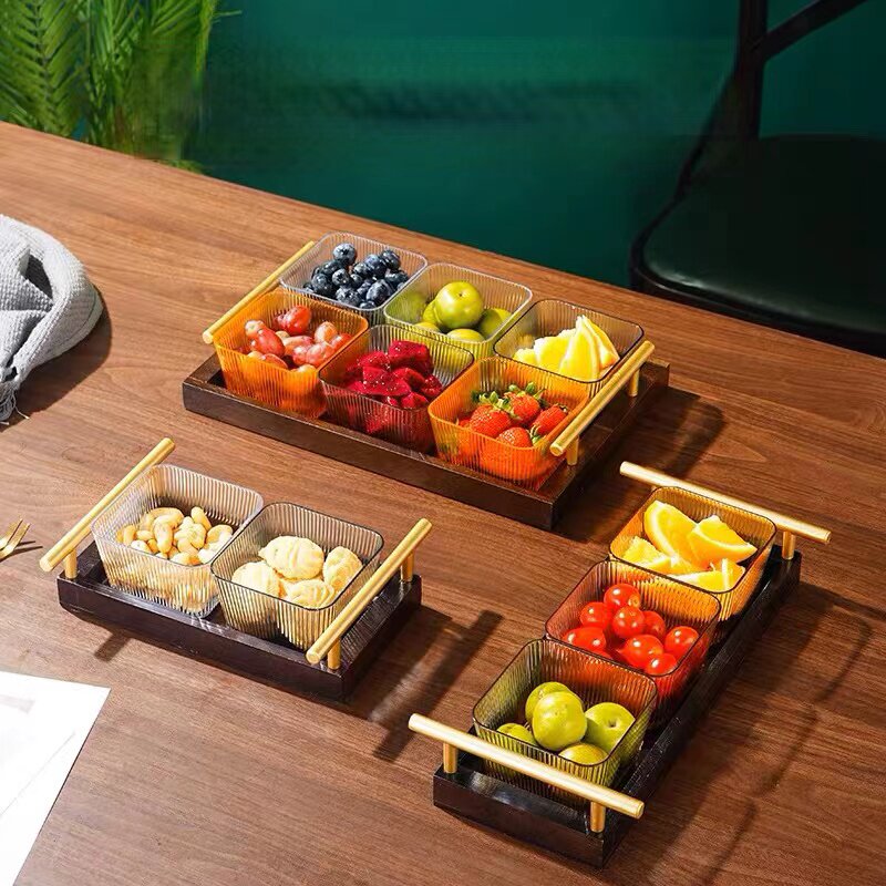 轻奢水果盘家用客厅日式茶点盘点心盘子零食干果糖小吃碟坚果分格