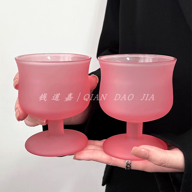 钱道嘉艺术感磨砂粉高颜值果汁杯