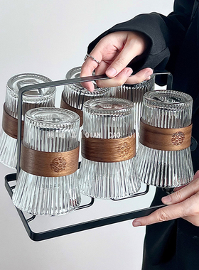 新中式家用客厅待客茶杯防烫套装束腰杯果汁杯咖啡杯耐高温玻璃杯