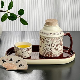 中古风设计感一壶一杯高颜值玫瑰泡茶壶生日伴手礼客厅家用陶瓷壶