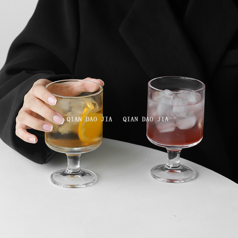 网红ins简约冰美式玻璃雪糕杯高脚杯高颜值酸奶杯气泡水杯奶昔杯